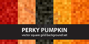 Square seamless pattern set Perky Pumpkin - vector image