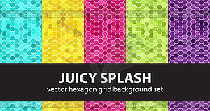 Hexagon pattern set Juicy Splash. seamless - royalty-free vector image