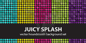 Houndstooth seamless pattern set Juicy Splash - vector image