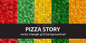 Triangle seamless pattern set Pizza Story - vector clipart