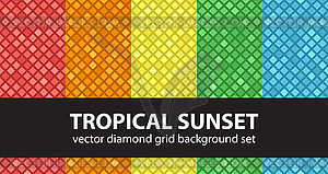 Diamond seamless pattern set Tropical Sunset - vector clipart