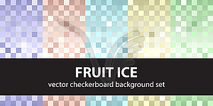 Checkerboard seamless pattern set Fruit Ice - vector image