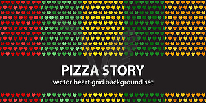 Heart seamless pattern set Pizza Story - vector EPS clipart