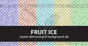 Diamond seamless pattern set Fruit Ice - vector clipart