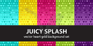 Heart seamless pattern set Juicy Splash - vector EPS clipart