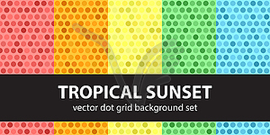 Polka dot seamless pattern set Tropical Sunset - stock vector clipart