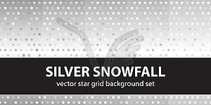 Star seamless pattern set Silver Snowfall - vector clipart