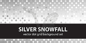 Polka dot seamless pattern set Silver Snowfall - vector clipart