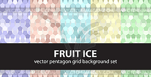 Pentagon seamless pattern set Fruit Ice - vector image