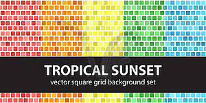 Square seamless pattern set Tropical Sunset - vector image