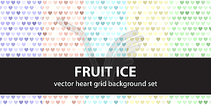 Heart seamless pattern set Fruit Ice - vector clipart