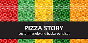 Triangle seamless pattern set Pizza Story - vector clipart