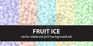 Diamond seamless pattern set Fruit Ice - vector clipart / vector image