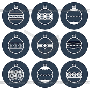 Новые иконки Год: Новогодние шары с орнаментом - рисунок в векторном формате