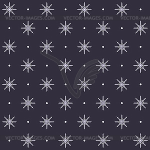 Dotted snowflake pattern. Seamless winter background - vector clipart