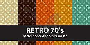 Polka dot pattern set Retro 70`s. seamless vintag - vector clip art