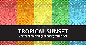 Diamond seamless pattern set Tropical Sunset - vector clip art