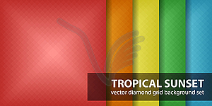 Diamond seamless pattern set Tropical Sunset - vector clip art