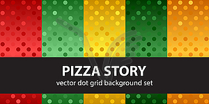 Polka dot seamless pattern set Pizza Story - vector clipart