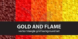 Triangle seamless pattern set Gold and Flame - vector clipart