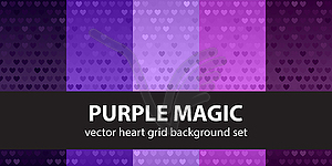 Heart pattern set Purple Magic. seamless - royalty-free vector clipart