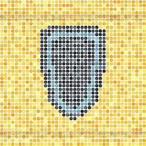 Пиксельный щит на желтом фоне - векторизованный клипарт