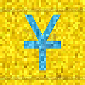 Pixel yen or yuan symbol - stock vector clipart