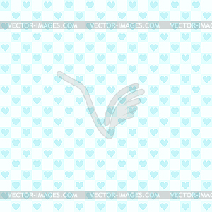 Cyan checkered heart pattern. Seamless background - stock vector clipart