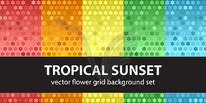 Flower pattern set Tropical Sunset. seamless - stock vector clipart