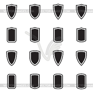 Shield silhouettes set - vector image