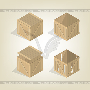 Realistic wooden box isometric, - vector EPS clipart