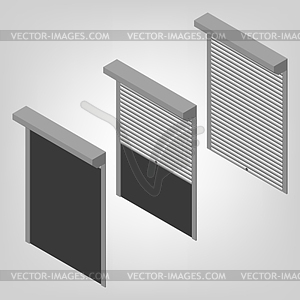 Steel security shutters isometric,  - vector image