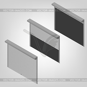 Steel security shutters isometric,  - vector clip art