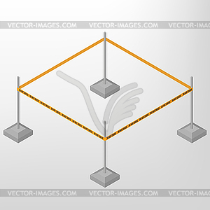 Warning tape for fencing isometric,  - vector image