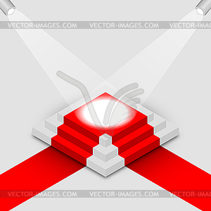 Illuminated square podium isometric,  - vector clip art
