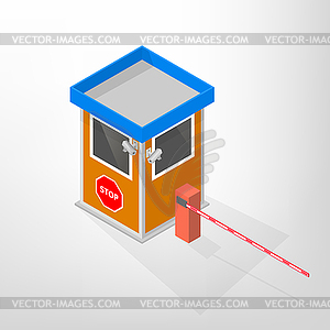 Security lodges with automatic barrier isometric,  - vector image