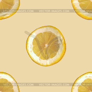 Seamless background with slices of lemon,  - vector image