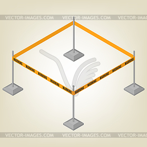 Warning tape for fencing isometric,  - vector clipart