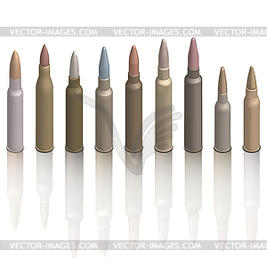 Set of photorealistic cartridges with bullet - vector image