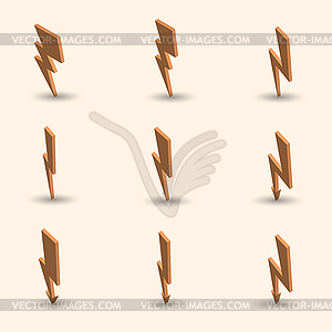 Lightning set isometric,  - color vector clipart
