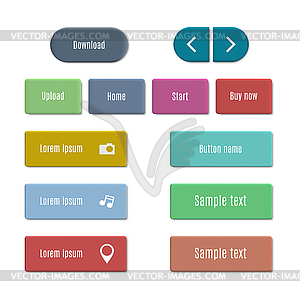 Stylish multicolored web buttons with 3D effect, - vector image