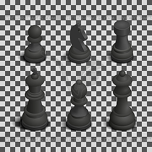 Шахматные фигуры изометрические, - векторное изображение клипарта