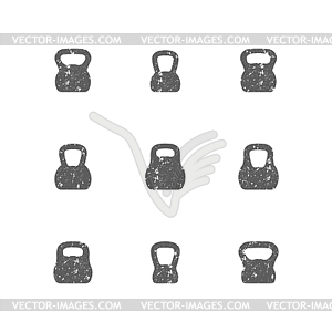 Set of grunge kettle bells,  - vector clipart