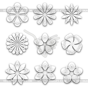 Set of white paper flower buds,  - vector clipart