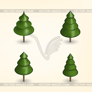 Green trees in 3D,  - vector clipart