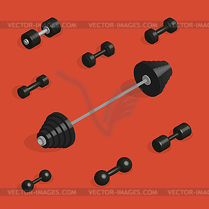 Flat design elements for gym and fitness in 3D,  - vector clipart