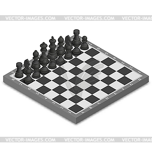 Chessboard with photorealistic pieces isometric,  - vector clipart / vector image