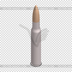 Photorealistic cartridge with bullet in isometric,  - vector clipart