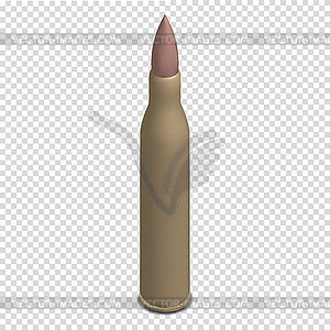 Photorealistic cartridge with bullet in isometric, - vector clipart