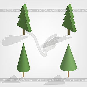 Green trees in 3D,  - royalty-free vector clipart